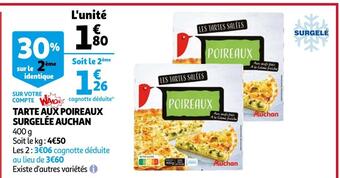 Auchan Auchan tarte aux poireaux surgelée offre