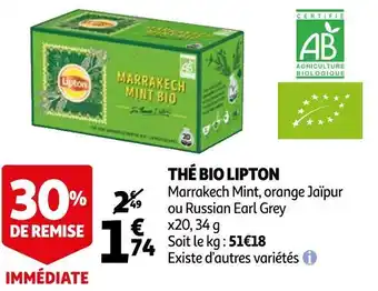 Auchan Lipton thé bio offre
