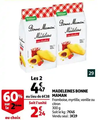 Auchan Bonne maman madeleines offre