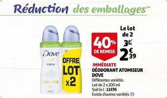 Auchan Dove déodorant atomiseur offre