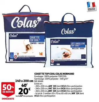 Auchan Colas normand couette top cool offre