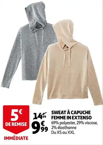 Auchan In extenso sweat à capuche femme offre