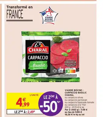 Intermarché Viande Bovine : Carpaccio Basilic Charal offre