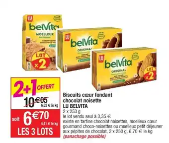 Cora x Carrefour Biscuits Coeur Fondant Chocolat Noisette Lu Belvita offre