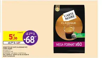 Intermarché Dosettes De Café Classique N°5 Carte Noire offre