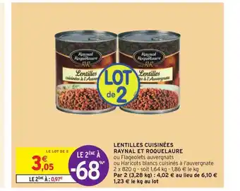 Intermarché Lentilles Cuisinées Raynal & Roquelaure offre
