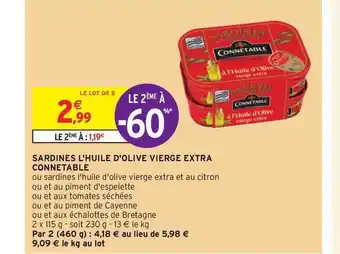 Intermarché Sardines L'huile D'olive Vierge Extra Connetable offre
