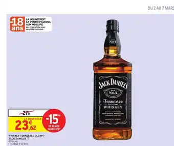 Intermarché Whiskey Tennessee Old N°7 Jack Daniel's offre