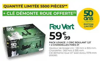 Feu Vert Pack levage : 1 cric roulant 1,5t + 2 chandelles fixes 2t offre