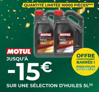 Feu Vert Motul bon plan sur une sélection d'huiles 5l de la marque motul offre