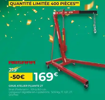 Feu Vert Absaar grue atelier pliante 2t offre