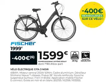 Feu Vert Fischer vélo électrique cita 3 noir offre