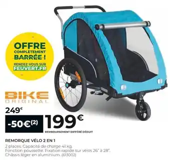 Feu Vert Bike original remorque vélo 2 en 1 offre