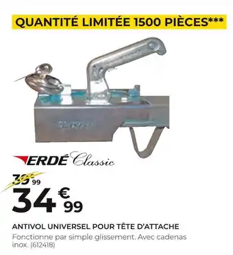 Feu Vert Erdé antivol universel pour tête d’attache offre