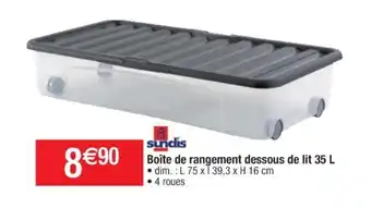 Cora x Carrefour Boîte de rangement dessous de lit 35 L offre