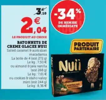 U Express Batonnets de creme glacee nuii offre
