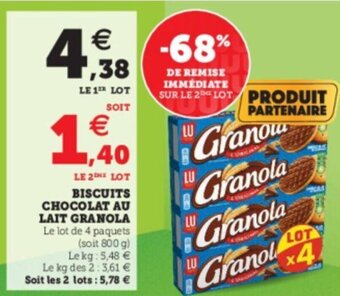 U Express Biscuits chocolat au lait granola offre
