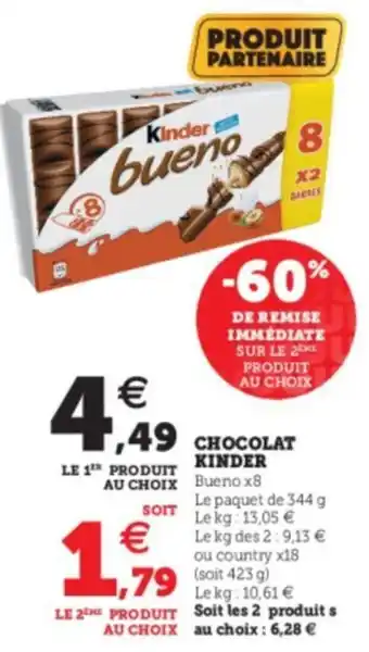 U Express Chocolat kinder offre