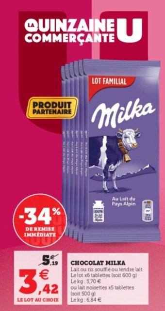 U Express Chocolat milka offre