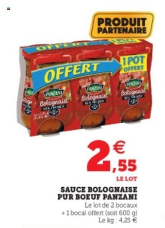 U Express Sauce bolognaise pur boeuf panzani offre