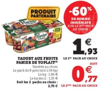 U Express Yaourt aux fruits panier de yoplait offre