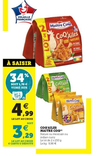 U Express Coq'ailes maitre coq offre