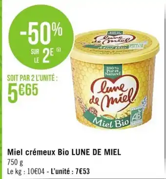 Géant Casino Miel Crémeux Bio Lune de Miel offre