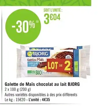 Galette de Maïs Chocolat Au Lait Bjorg