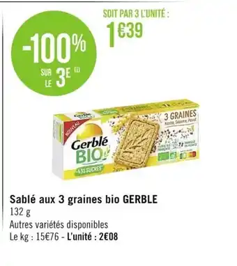 Sablé Aux 3 Graines Bio Gerble