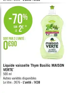Géant Casino Liquide Vaisselle Thym Basilic Maison offre