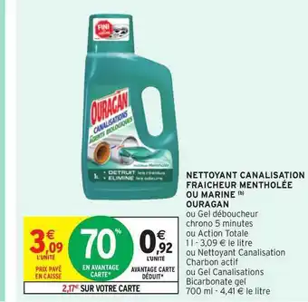 Intermarché Nettoyant Canalisation Fraîcheur Mentholée Ou Marine Ouragan offre