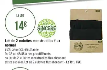 Géant Casino Lot de 2 Culottes Menstruelles Flux offre