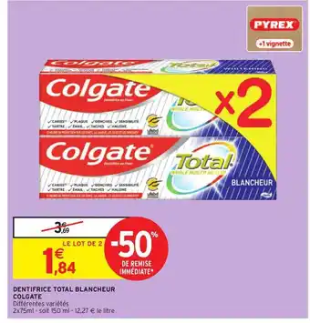 Intermarché Dentifrice Total Blancheur Colgate offre