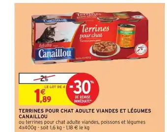 Intermarché Terrines Pour Chat Adulte Viandes Et Légumes Canaillou offre
