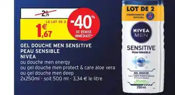 Intermarché Gel Douche Men Sensitive Peau Sensible Nivea offre