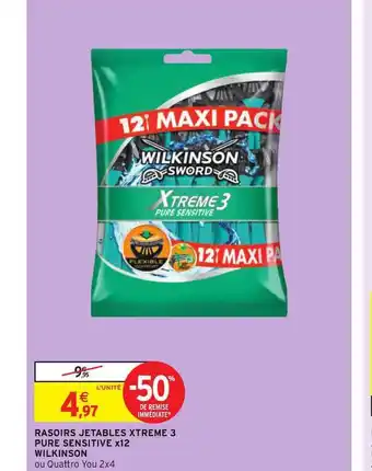 Intermarché Rasoirs Jetables Xtreme 3 Pure Sensitive X12 Wilkinson offre