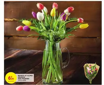 Intermarché Bouquet 15 Tulipes Arlequin Avec Fougères offre