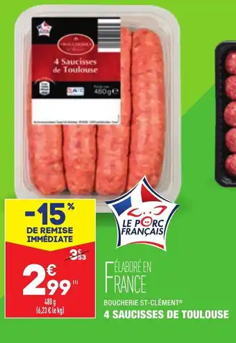 ALDI 4 Saucisses de toulouse offre