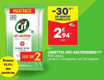 ALDI Lingettes anti-bactétiennes offre