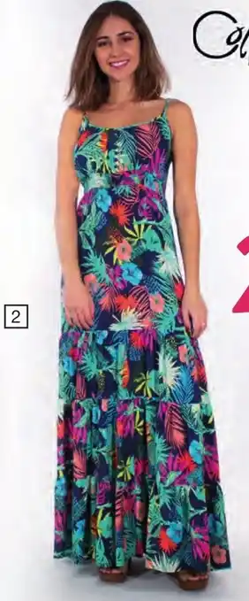 Migros Robe longue bretelles imprimé corail et marine offre