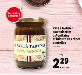 Lidl Pâte à Tartiner Aux Noisettes D'aquitaine Et Brisure De Crêpes Dentelles offre