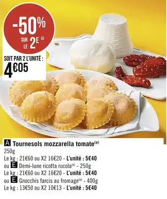 Spar Tournesols mozzarella tomate offre