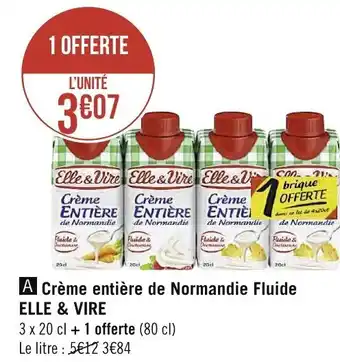 Spar Crème entière de normandie fluide ELLE & VIRE offre