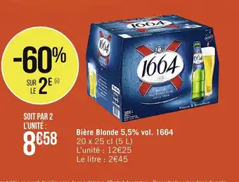 Spar Bière Blonde 5,5% Vol 1664 offre