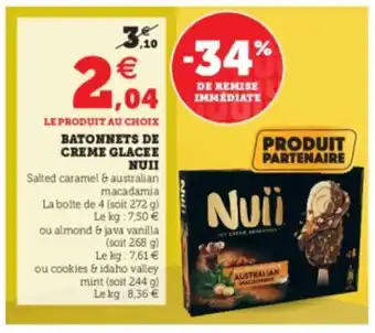 Super U Batonnets de Creme Glacee Nuii offre