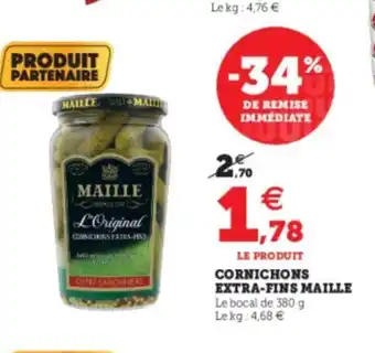 Super U Cornichons Extra-Fins Maille offre