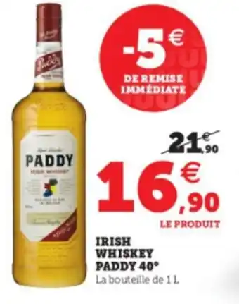 Super U Irish Whiskey Paddy 40 offre