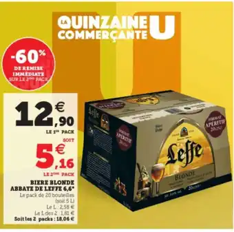 Super U Biere Blonde Abbaye de Leffe 6,6 offre