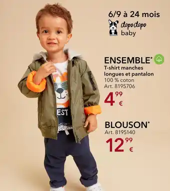 Takko Ensemble t-shirt manches longues et pantalon ou blouson offre
