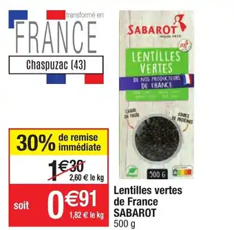Lentilles vertes de france sabarot